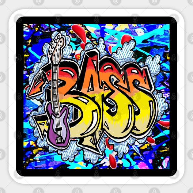 bass Art Graffiti Sticker Retro Pop Vintage Rainbow by LEG Sticker by LowEndGraphics